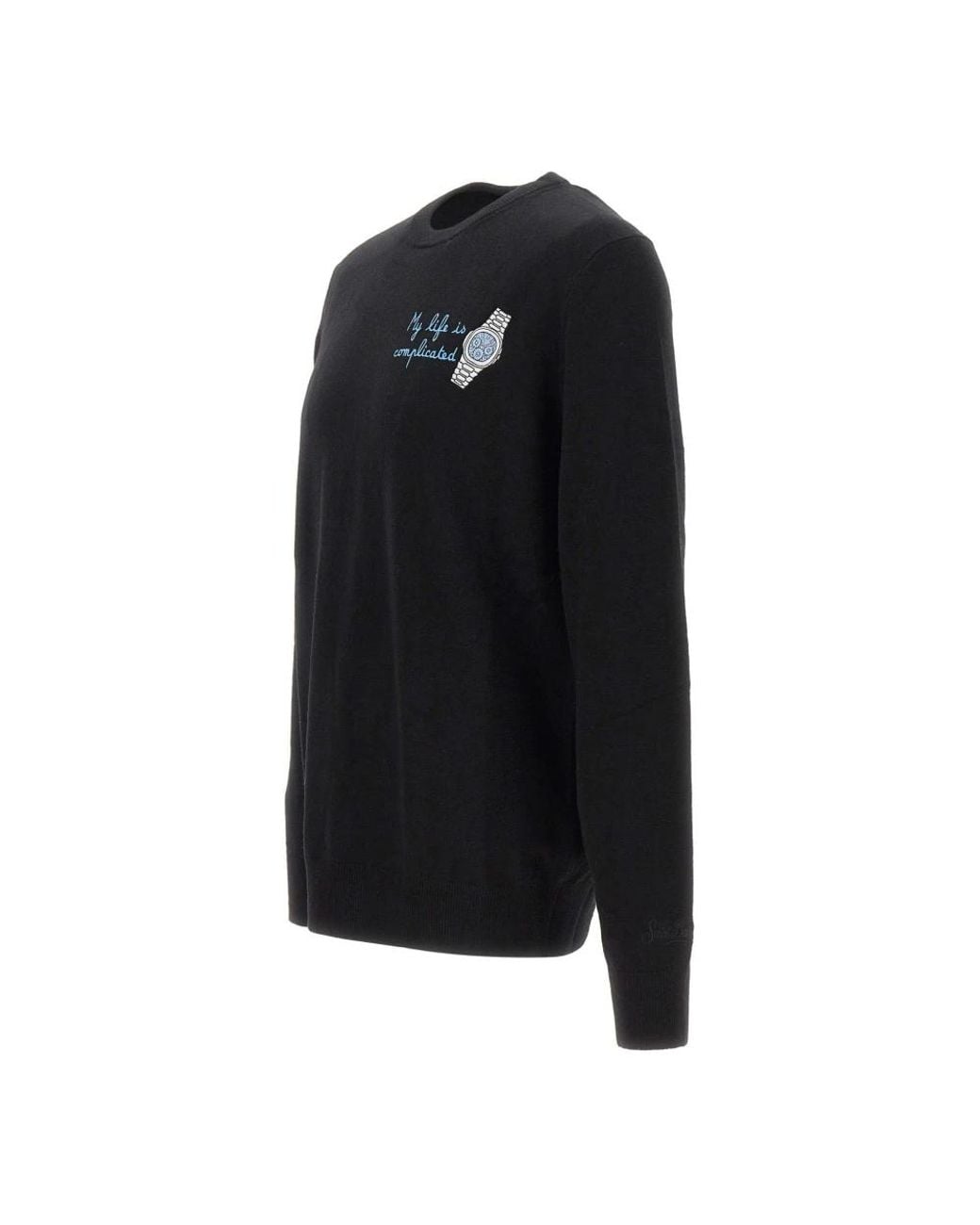 Mc2 Saint Barth Black Round-Neck Knitwear for men