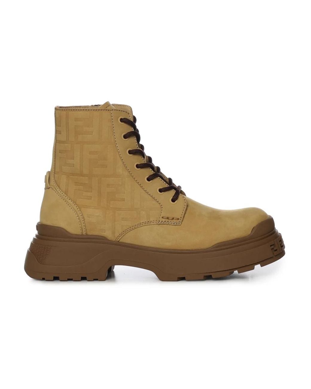 Fendi Brown Lace-Up Boots for men