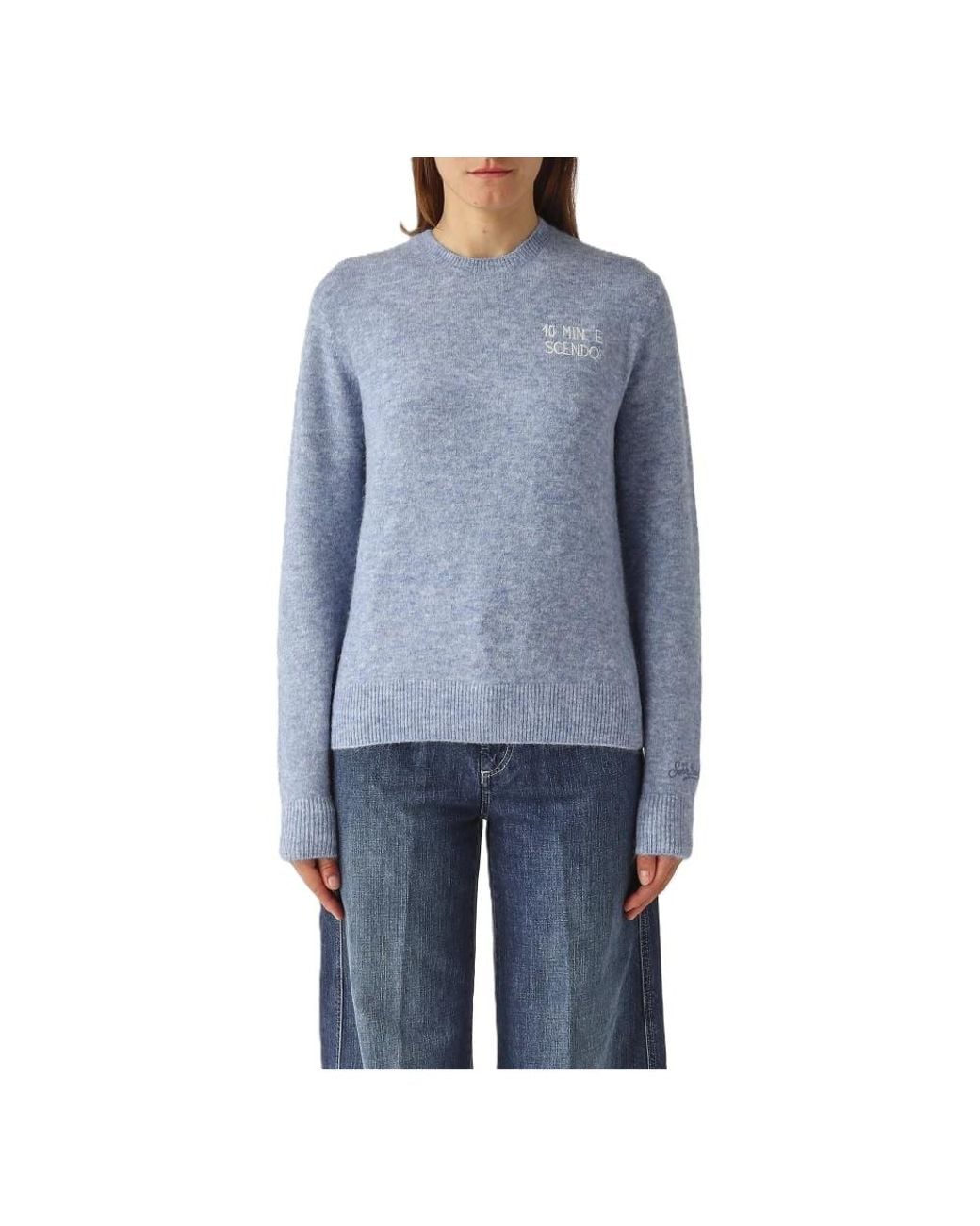 Mc2 Saint Barth Blue Round-Neck Knitwear