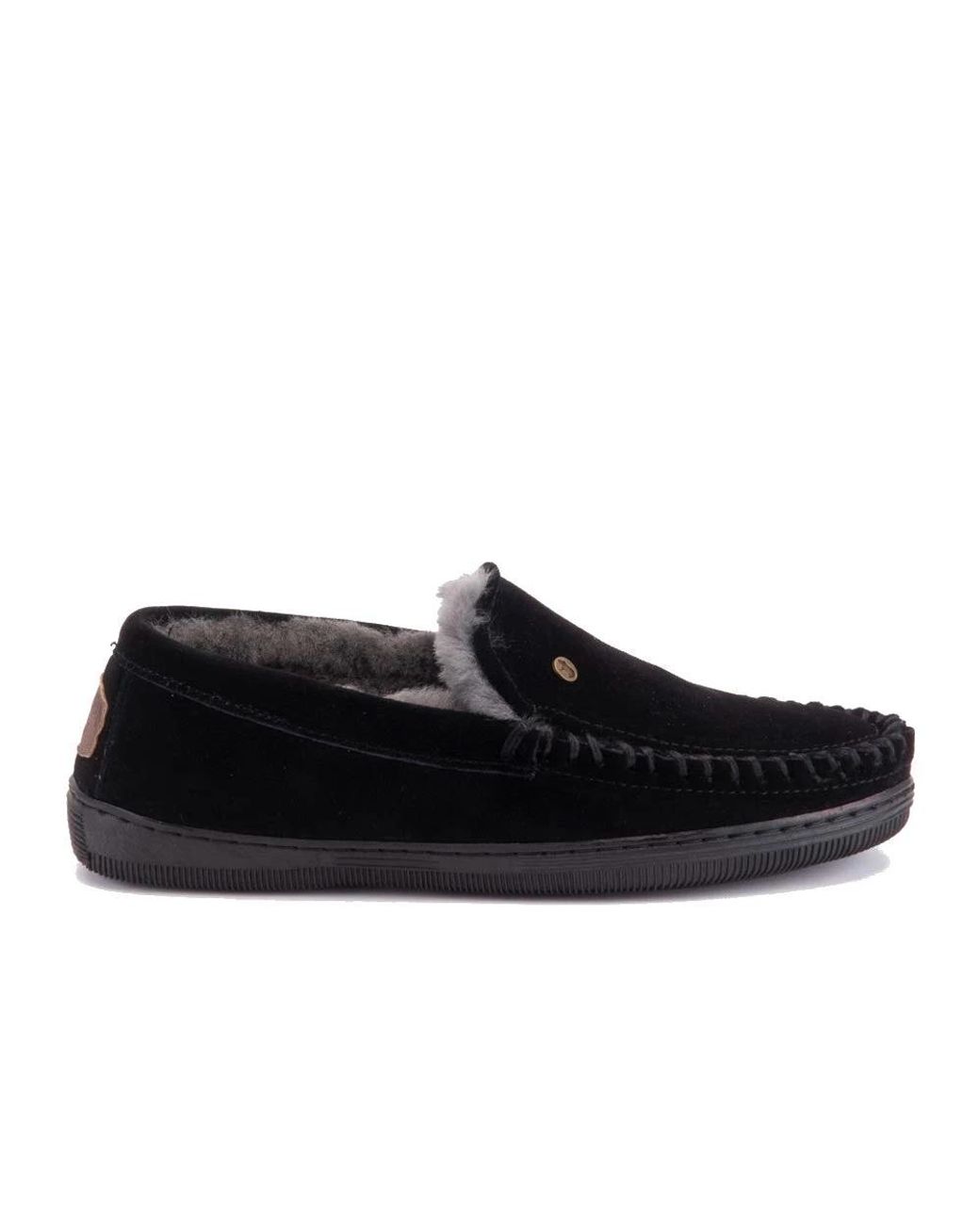 Warmbat Schoenen ,Zwart ,Wol Luxe Grizzly Suede Herensandaal in het Black voor heren