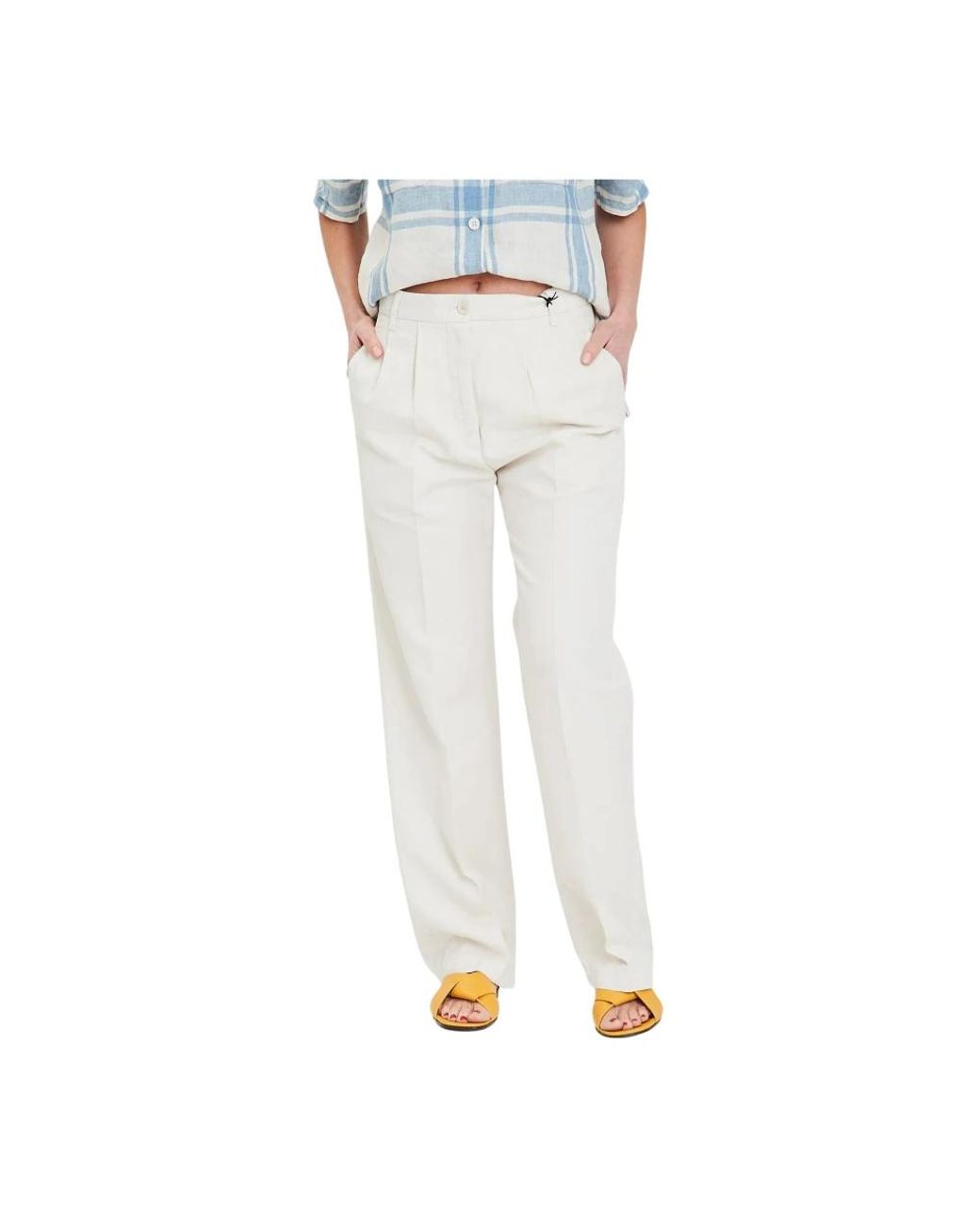Aspesi White Straight Trousers