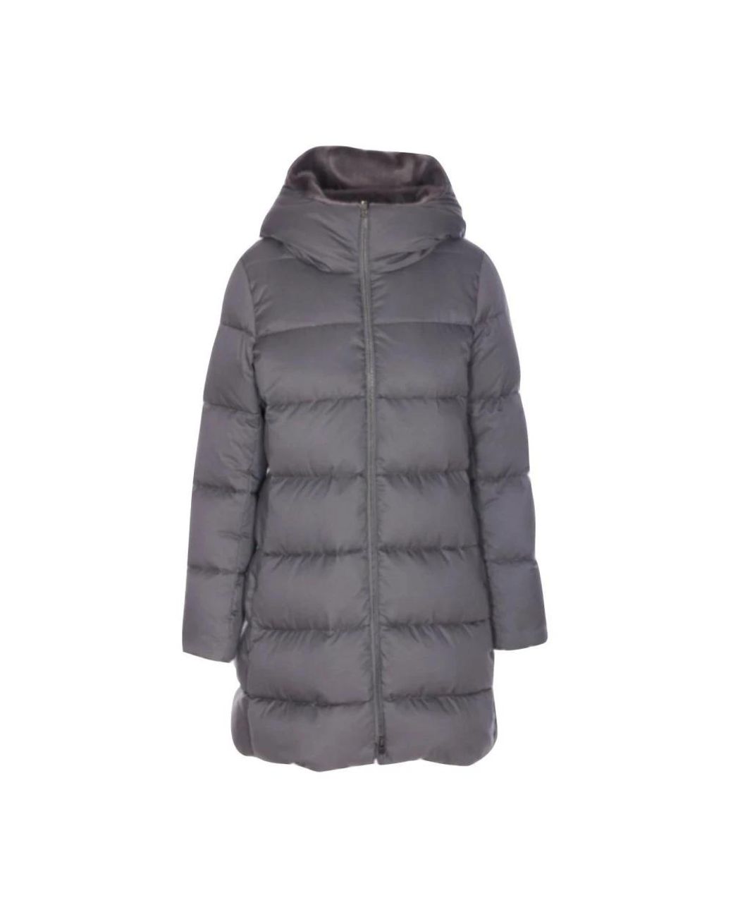 Herno Gray Arendelle And New Lady Faux Fur A-Shape Down Jacket