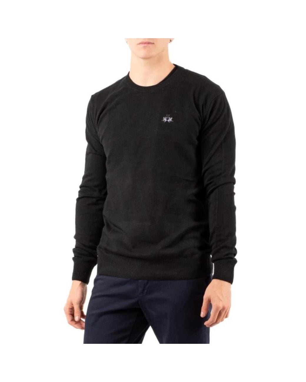 La Martina Black Round-Neck Knitwear for men
