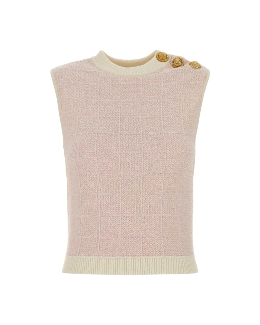 Balmain Natural Round-Neck Knitwear