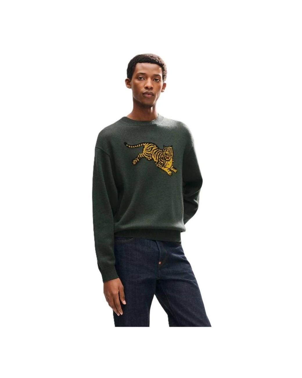 KENZO Green Round-Neck Knitwear for men