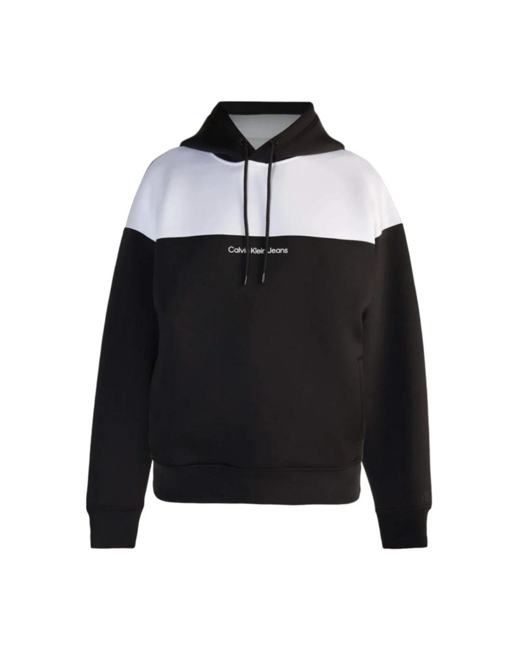 Calvin Klein Hoodies & Sweatvesten ,Zwart ,Polyester Color Block Hooded Sweatshirt in het Black voor heren