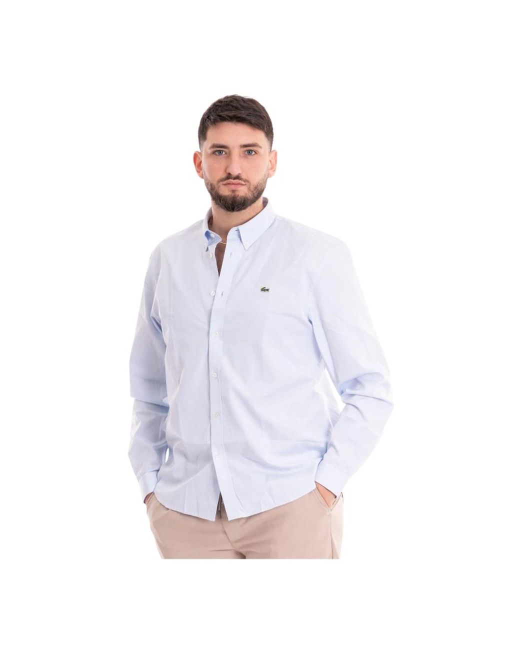 Lacoste Camicia Manica Lunga in het Blue voor heren