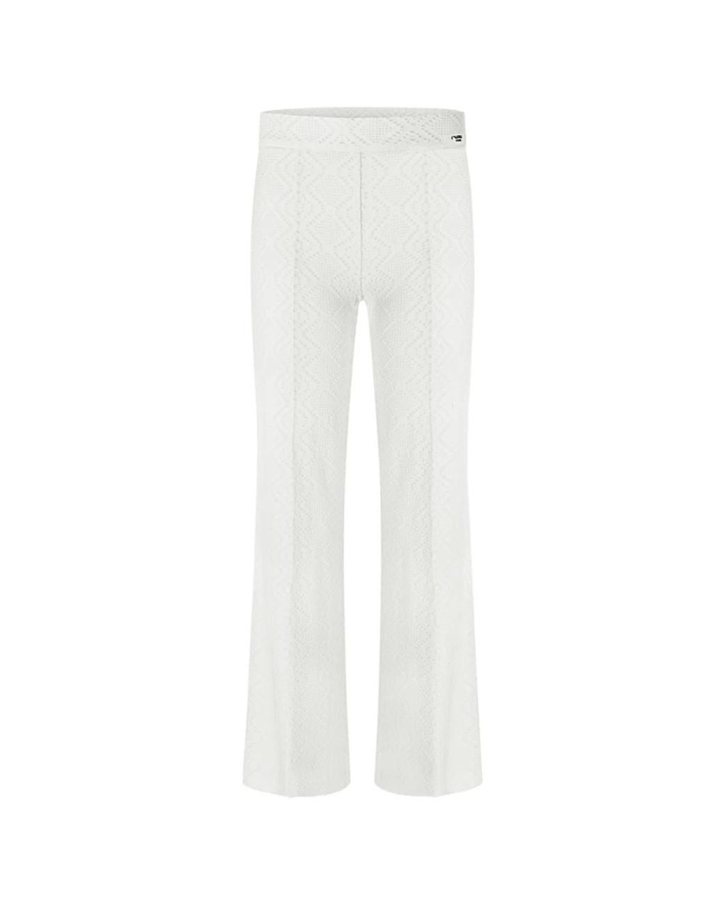 Cambio Broeken ,Wit ,Katoen Witte Patroon Elastische Taille Enkelbroek in het White