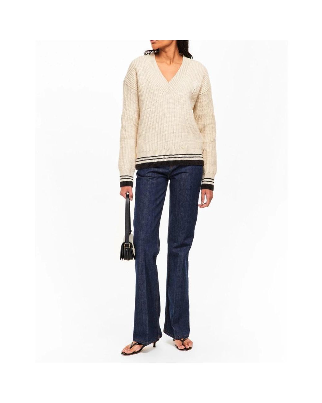 AMI Natural V-Neck Knitwear