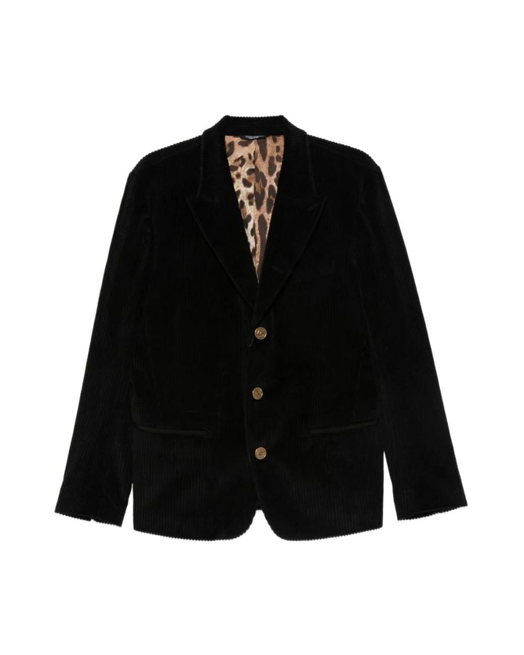 Dolce & Gabbana Kostuums ,Zwart ,Leer Button-Fastening Peak-Lapel Blazer in het Black voor heren