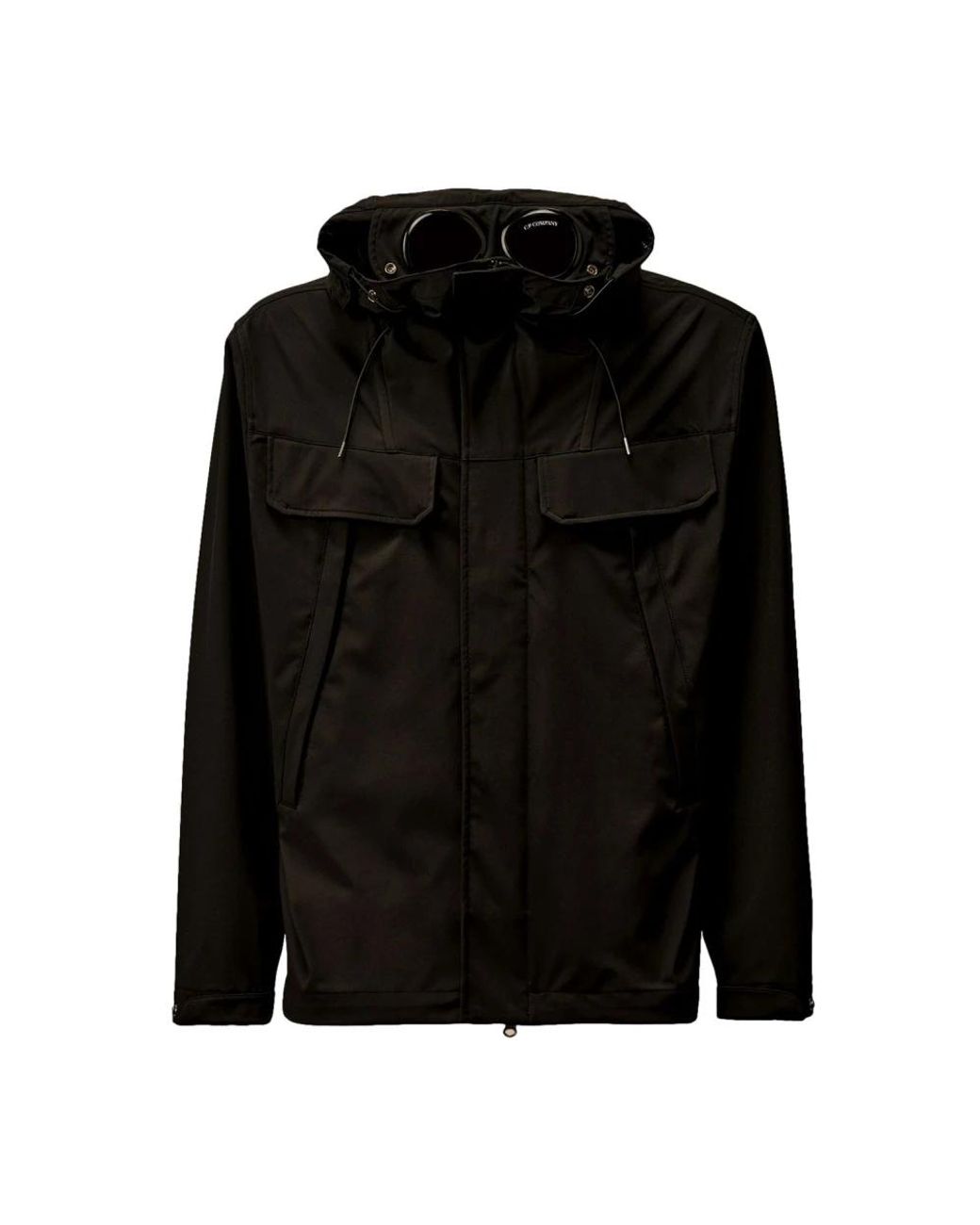 C P Company Jassen ,Zwart ,Zwarte Goggle Jas Met Verborgen Bril in het Black voor heren