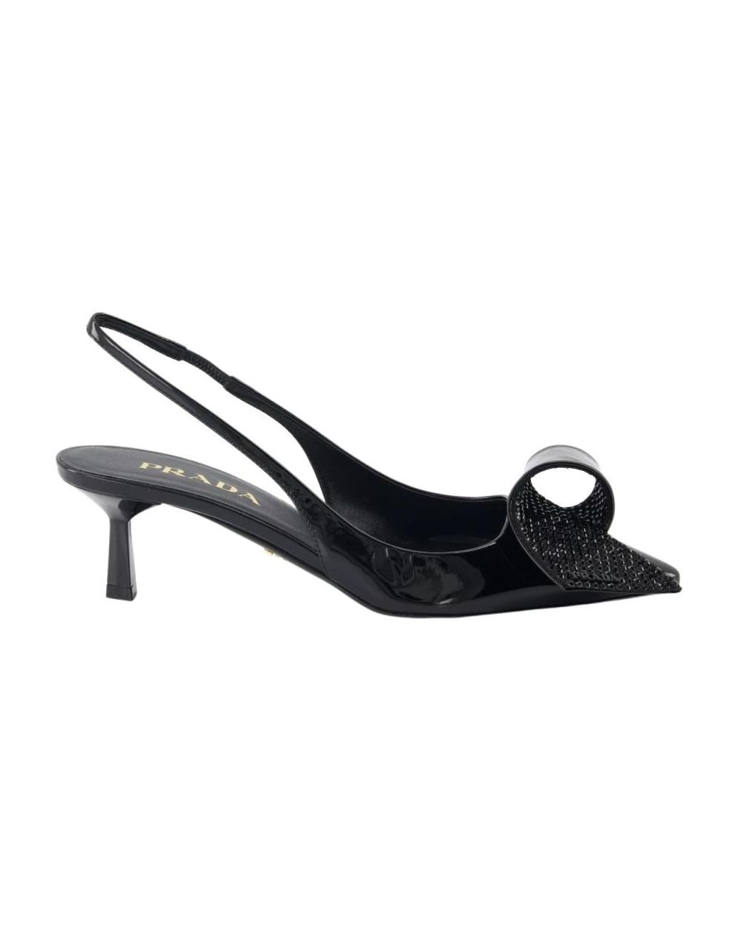 Prada Blue Pumps Aus Lackleder Mit Elastischem Riemen