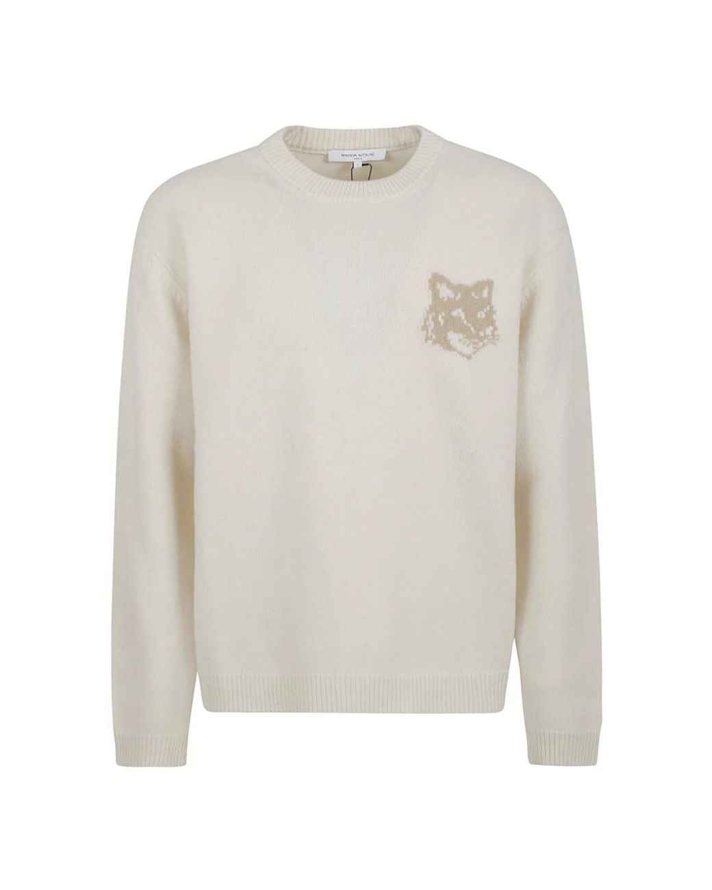 Maison Kitsuné White Round-Neck Knitwear for men