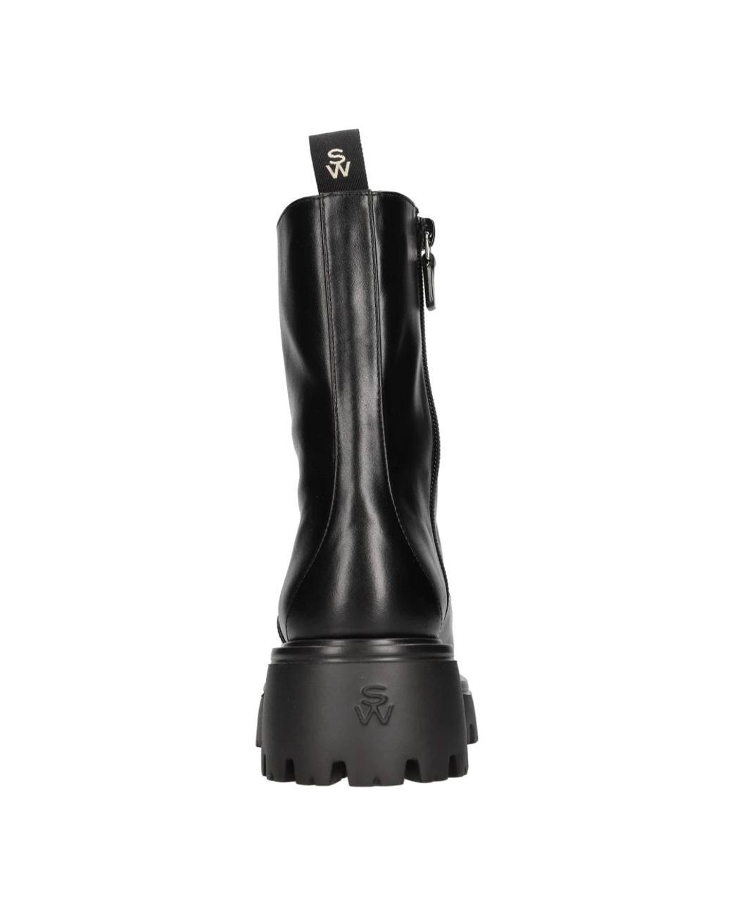 Stuart Weitzman Black Lace-Up Boots