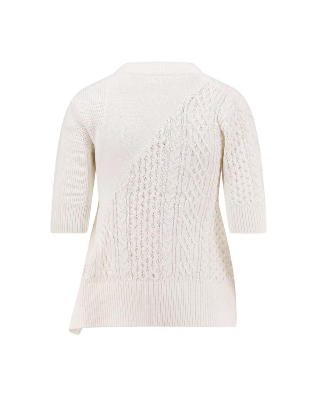 Sacai White Round-Neck Knitwear
