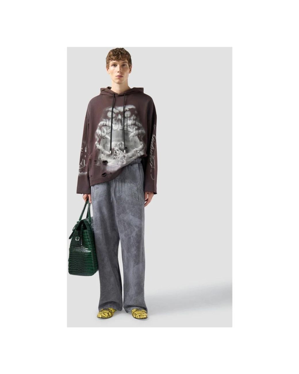 Gcds Gray Wide Trousers for men
