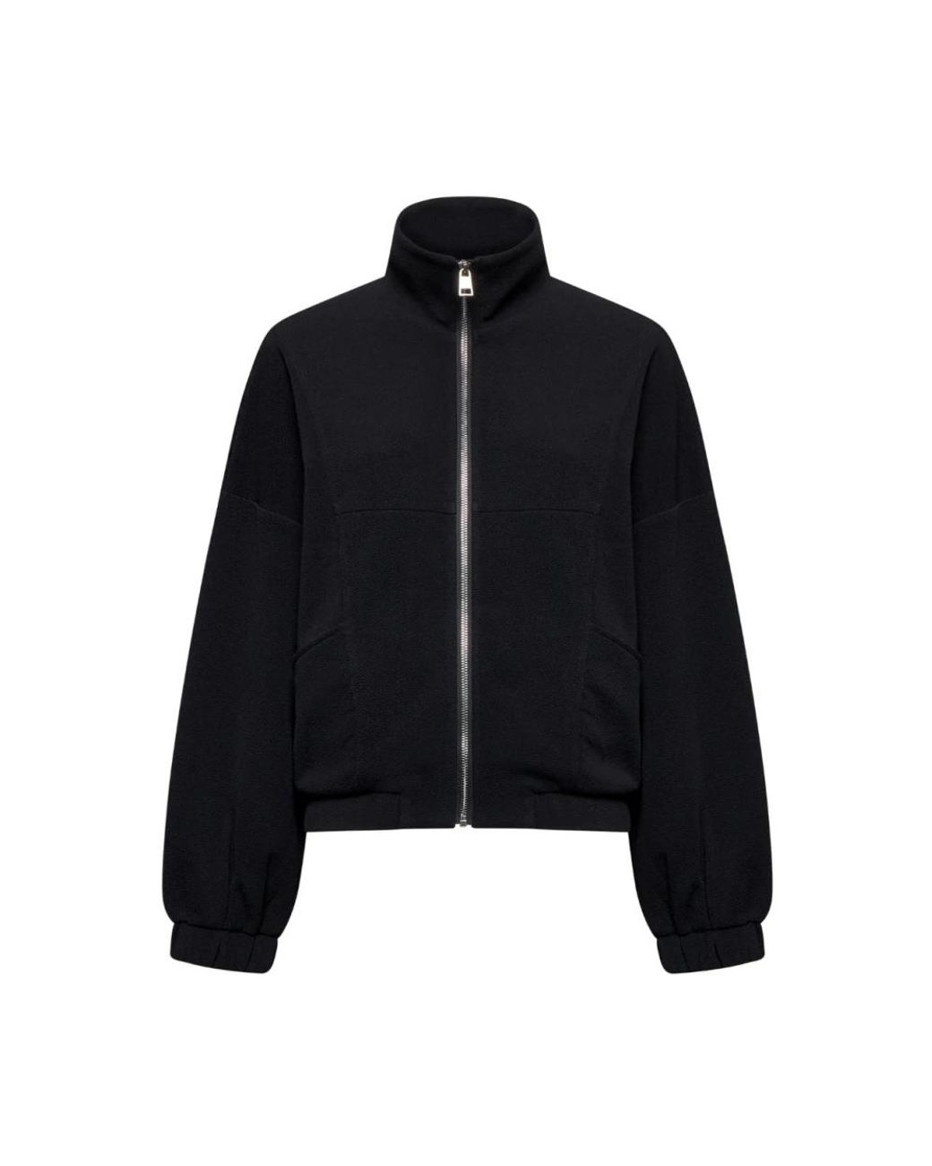 Silvian Heach Hoodies & Sweatvesten ,Zwart ,Nylon Sweatshirt Met Rits En Opstaande Kraag in het Black