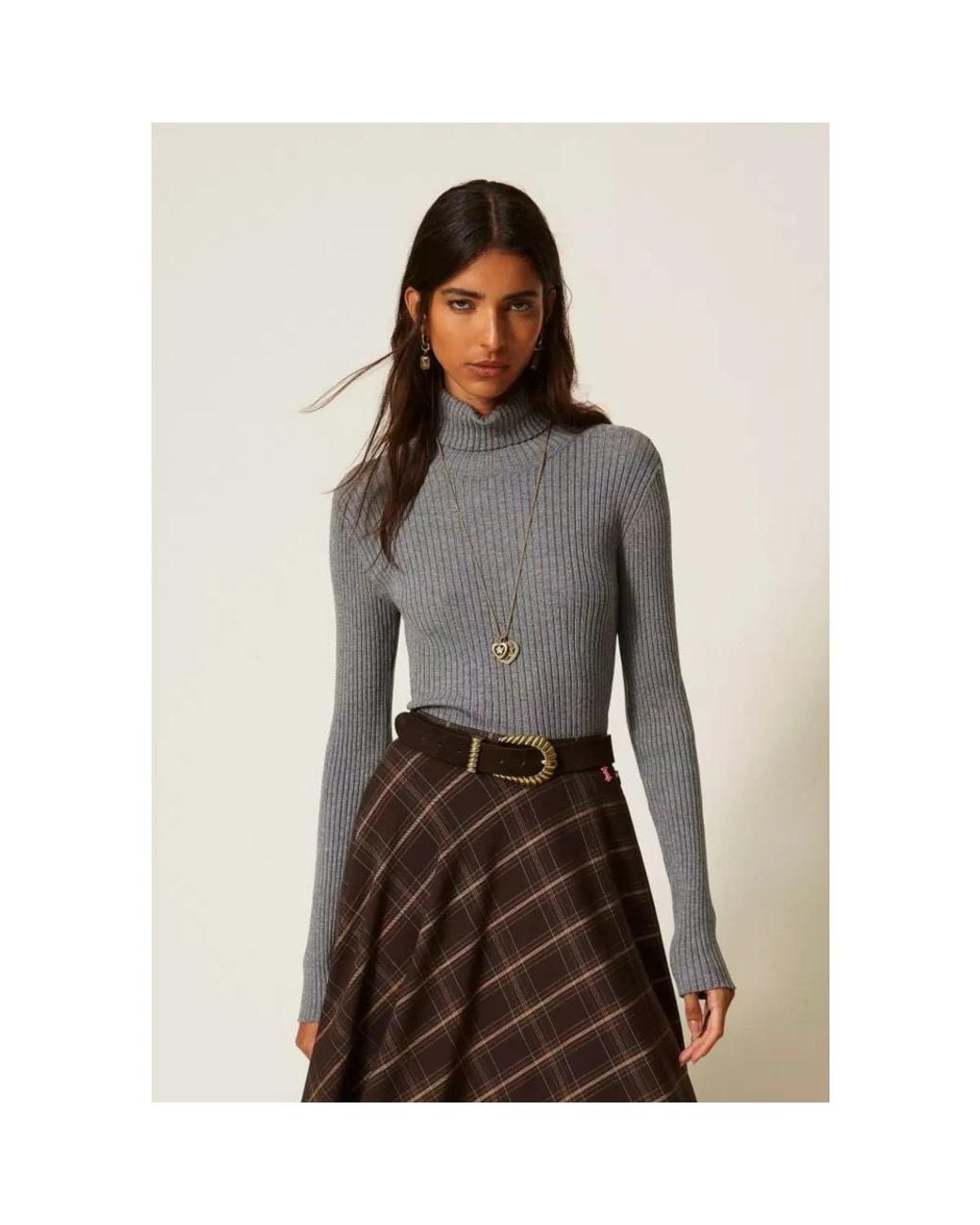 Twinset Gray Turtlenecks
