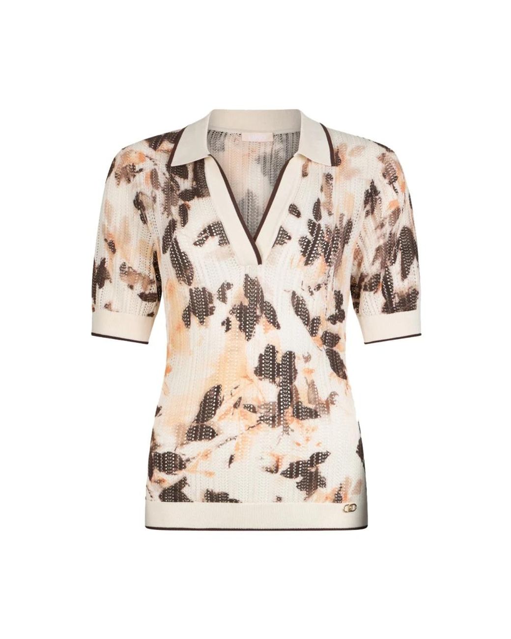 Liu Jo Tops ,Veelkleurig ,Katoen Polo Shirt Met Stikseldetails in het Natural