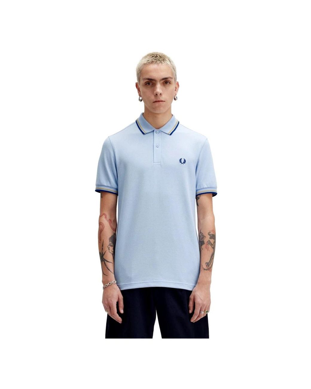 Fred Perry Tops ,Blauw ,Celeste Twin Tipped Polo Shirt in het Blue voor heren