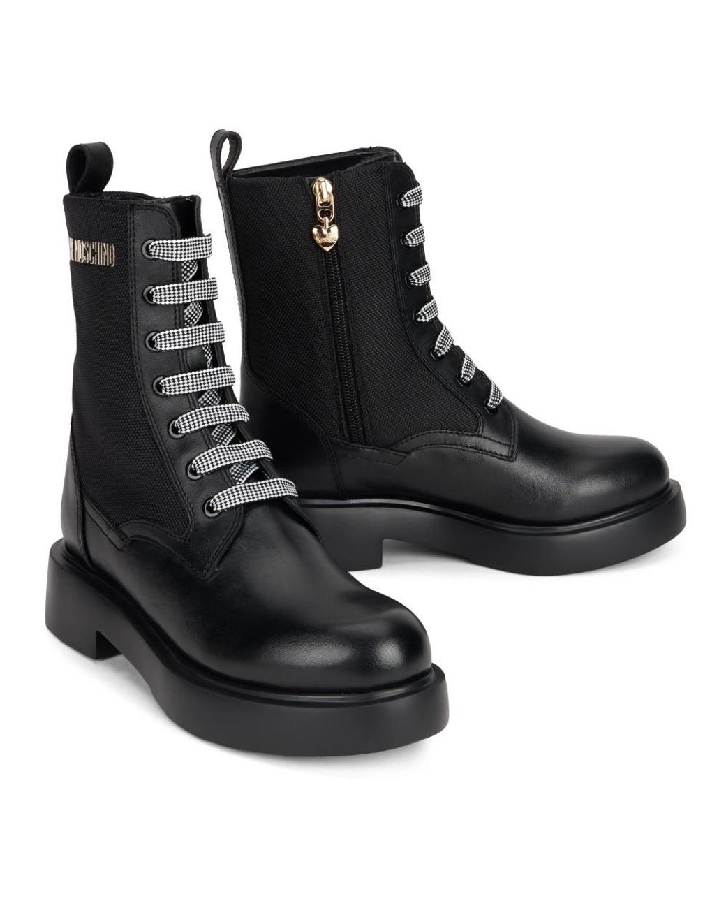 Love Moschino Black Lace-Up Boots