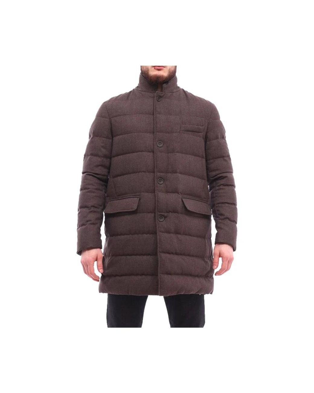 Herno Jassen ,Bruin ,Wol Bruine Wollen Gewatteerde Jas in het Purple voor heren