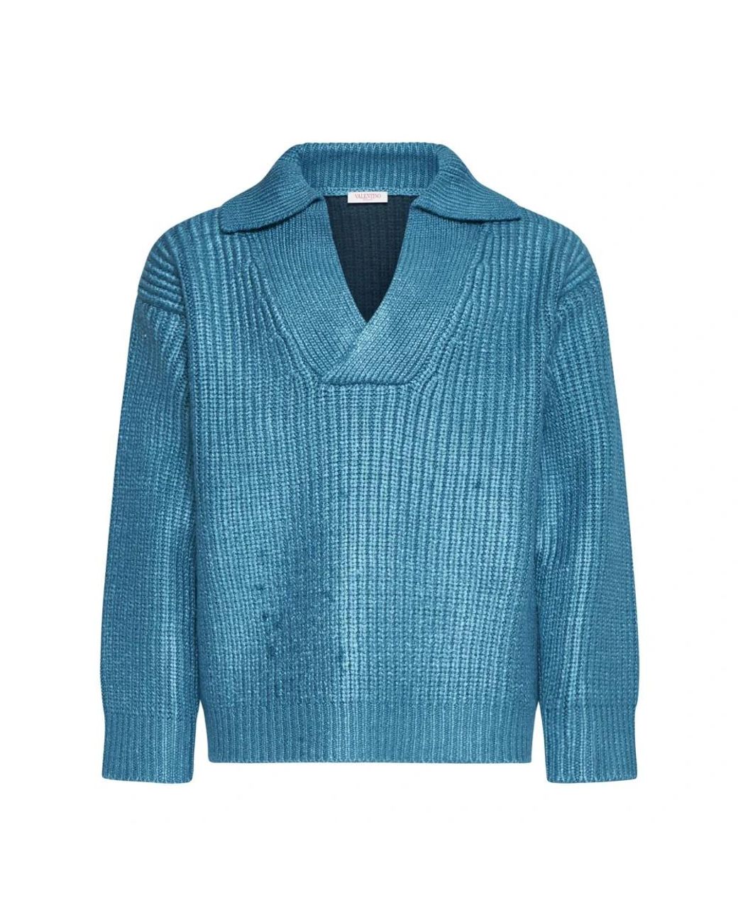 Valentino Blue V-Neck Knitwear for men