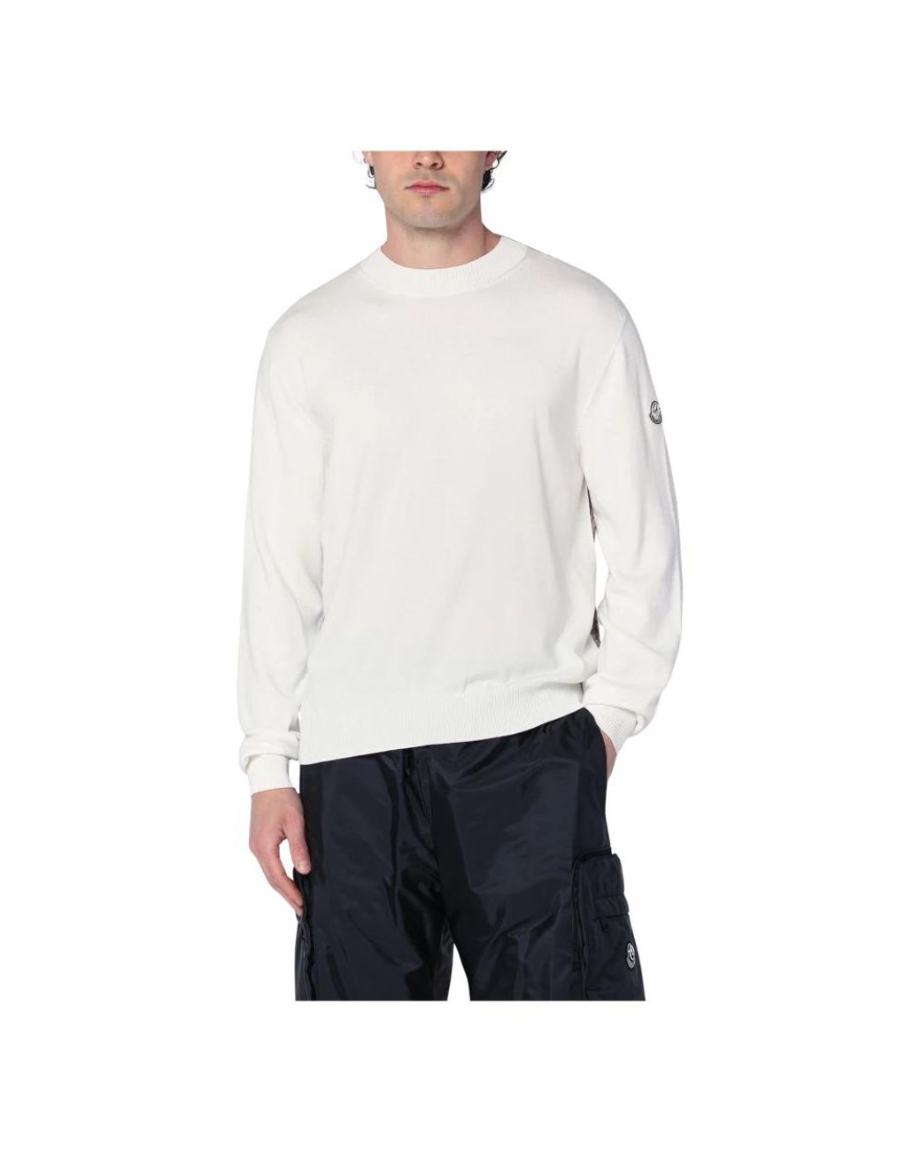 Moncler White Round-Neck Knitwear for men