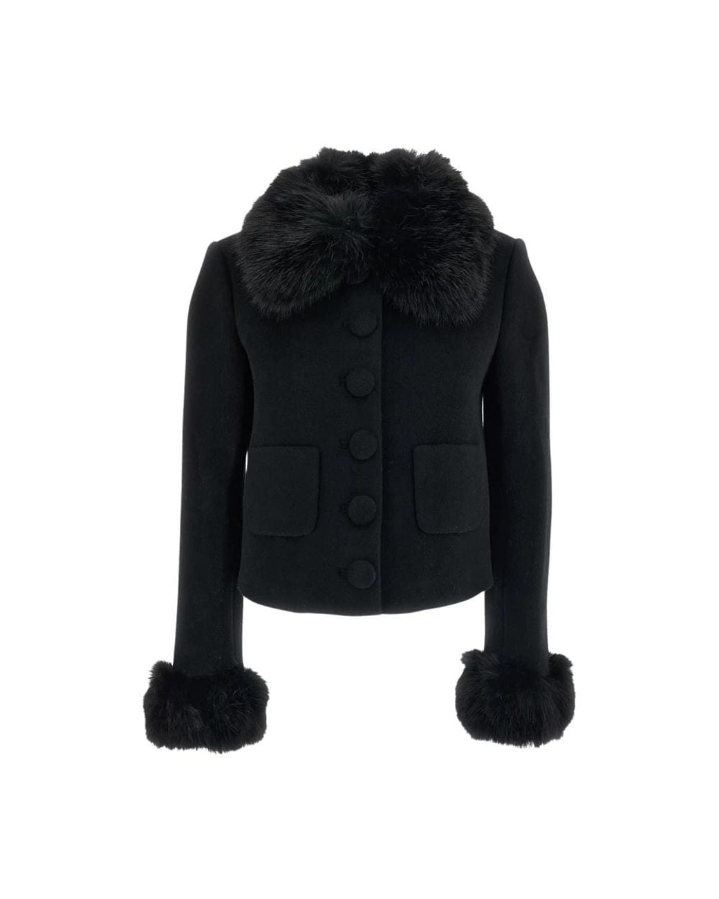 Self-Portrait Black Faux Fur & Shearling Jackets