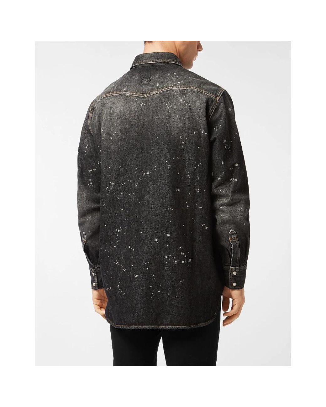 Philipp Plein Gray Denim Shirts for men