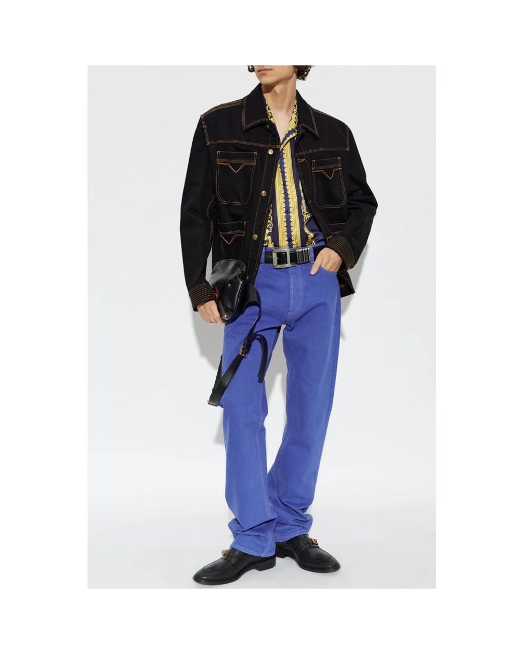 Versace Blue Short Sleeve Shirts for men