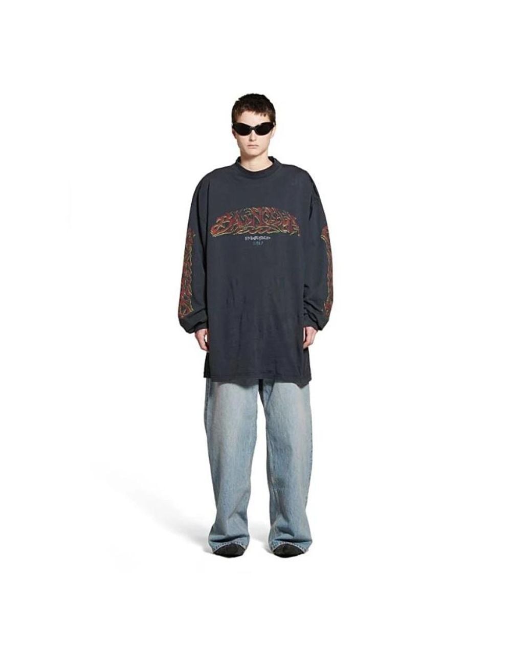 Balenciaga Blue Long Sleeve T-Shirts for men