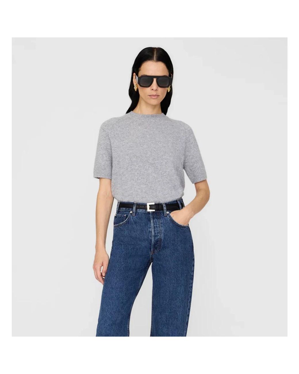 Anine Bing Gray Cashmere Knitwear
