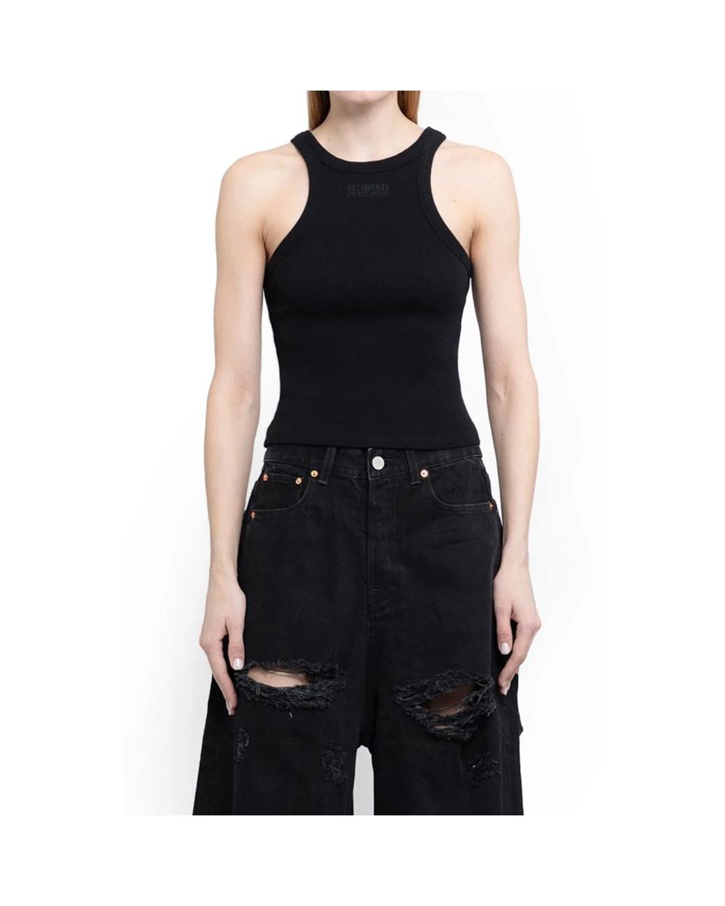 Vetements Black Sleeveless Tops