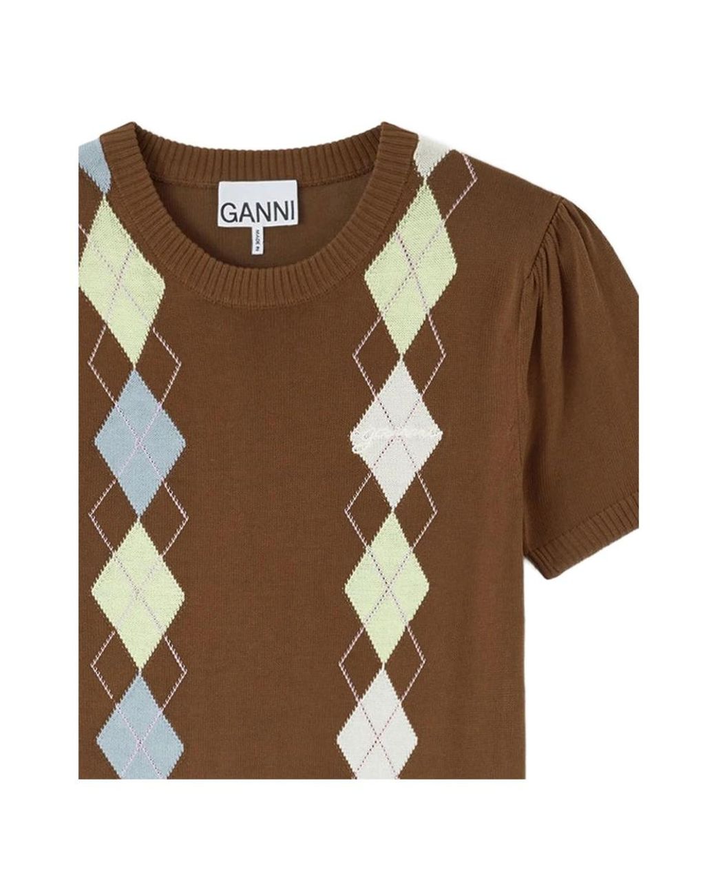 Ganni Brown Round-Neck Knitwear