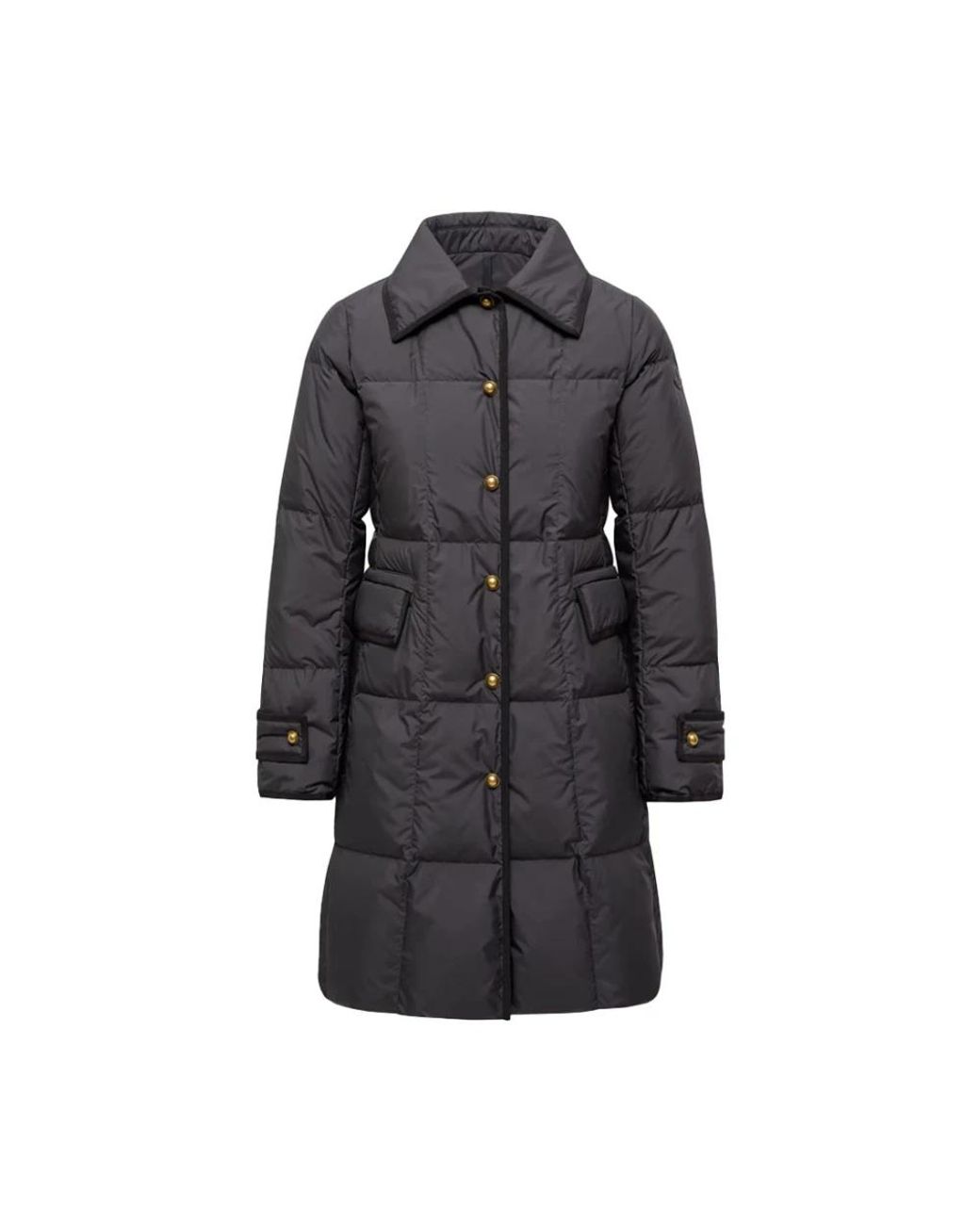 Moncler Jassen ,Zwart ,Leer Elegante Lange Donsjas in het Black