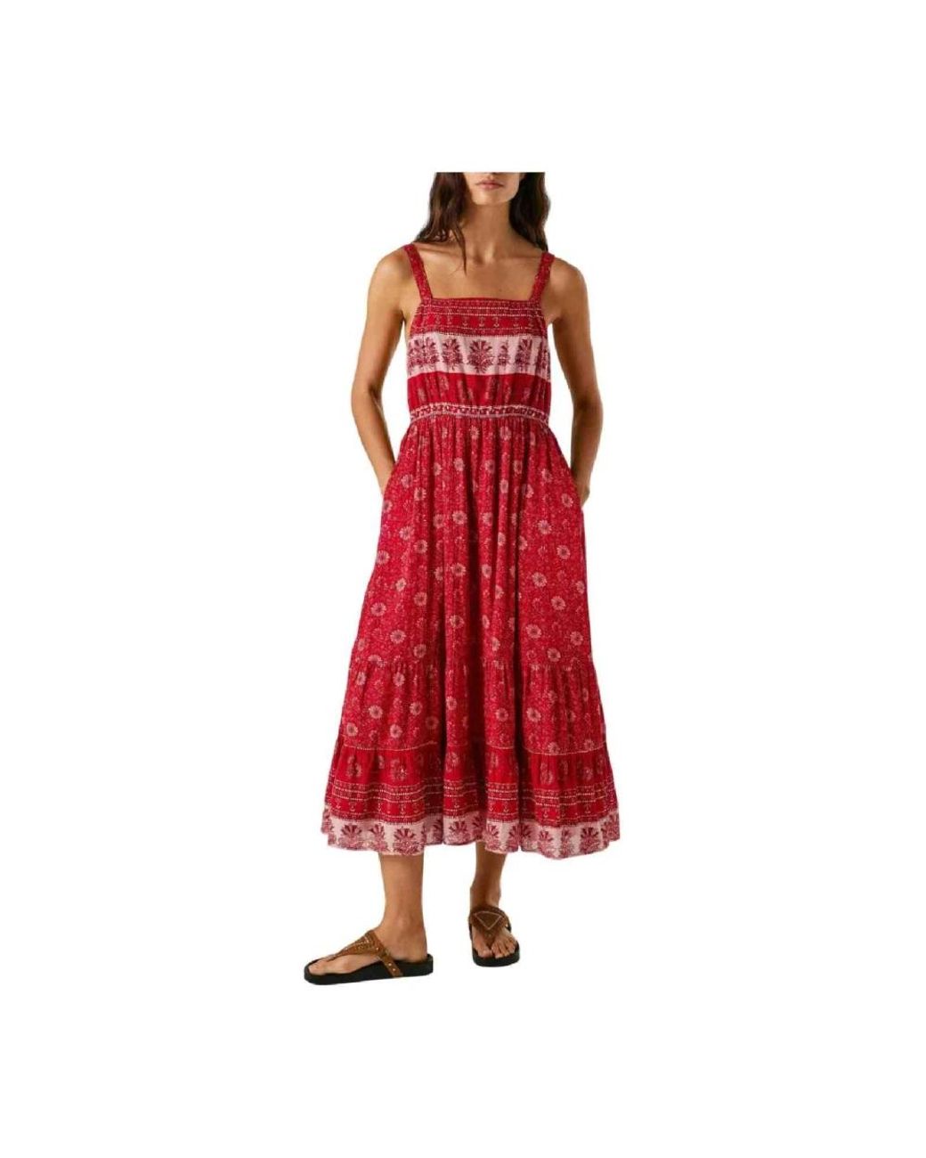 Pepe Jeans Red Midi Dresses