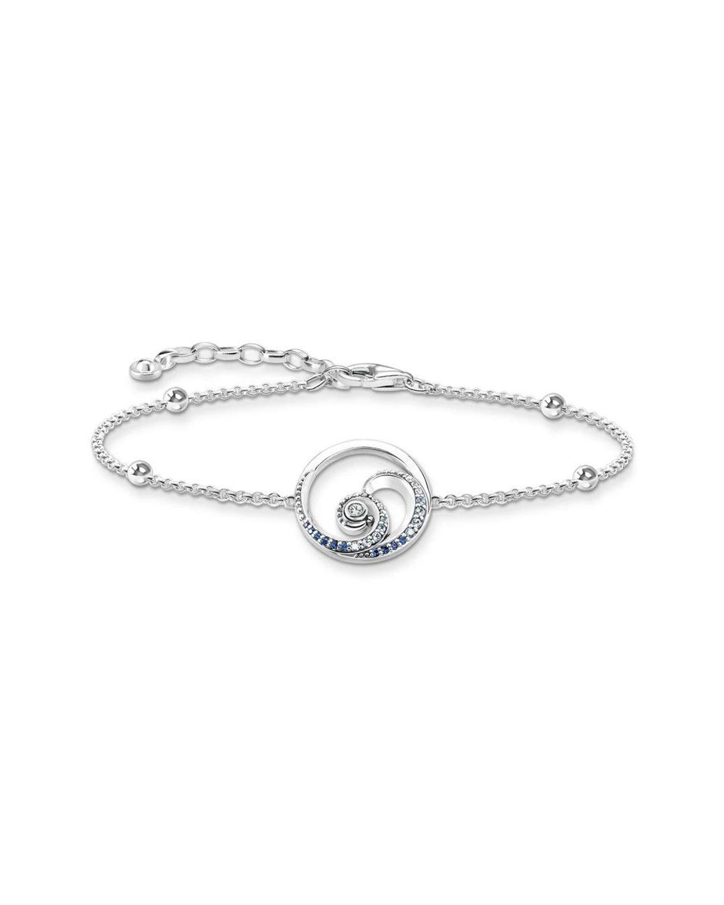 Thomas Sabo Accessoires ,Grijs ,Armband Golf Met Blauwe Stenen Blauw, Zilverkleurig A2045-644-1-L19V in het Metallic