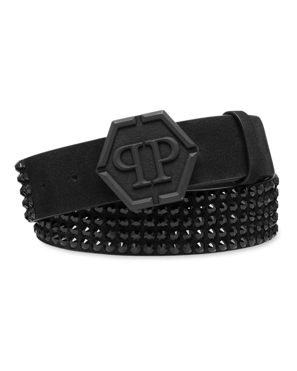 Philipp Plein Accessoires ,Zwart ,Leer Suede Riem Stenen in het Black voor heren