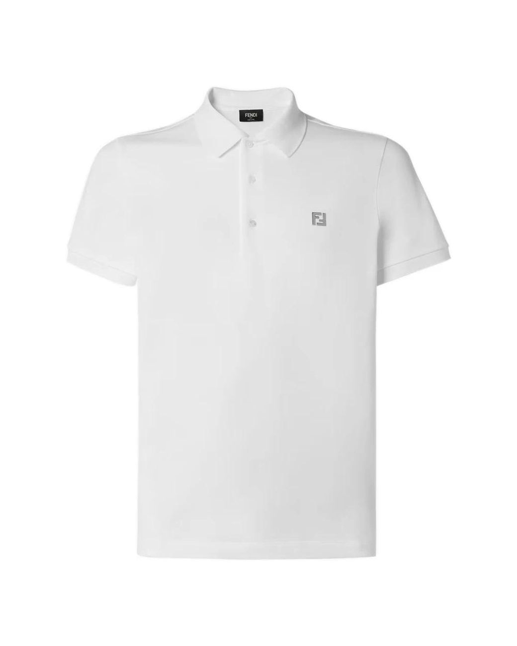 Fendi Tops ,Wit ,Katoen Ff Metallic Logo Polo in het White voor heren