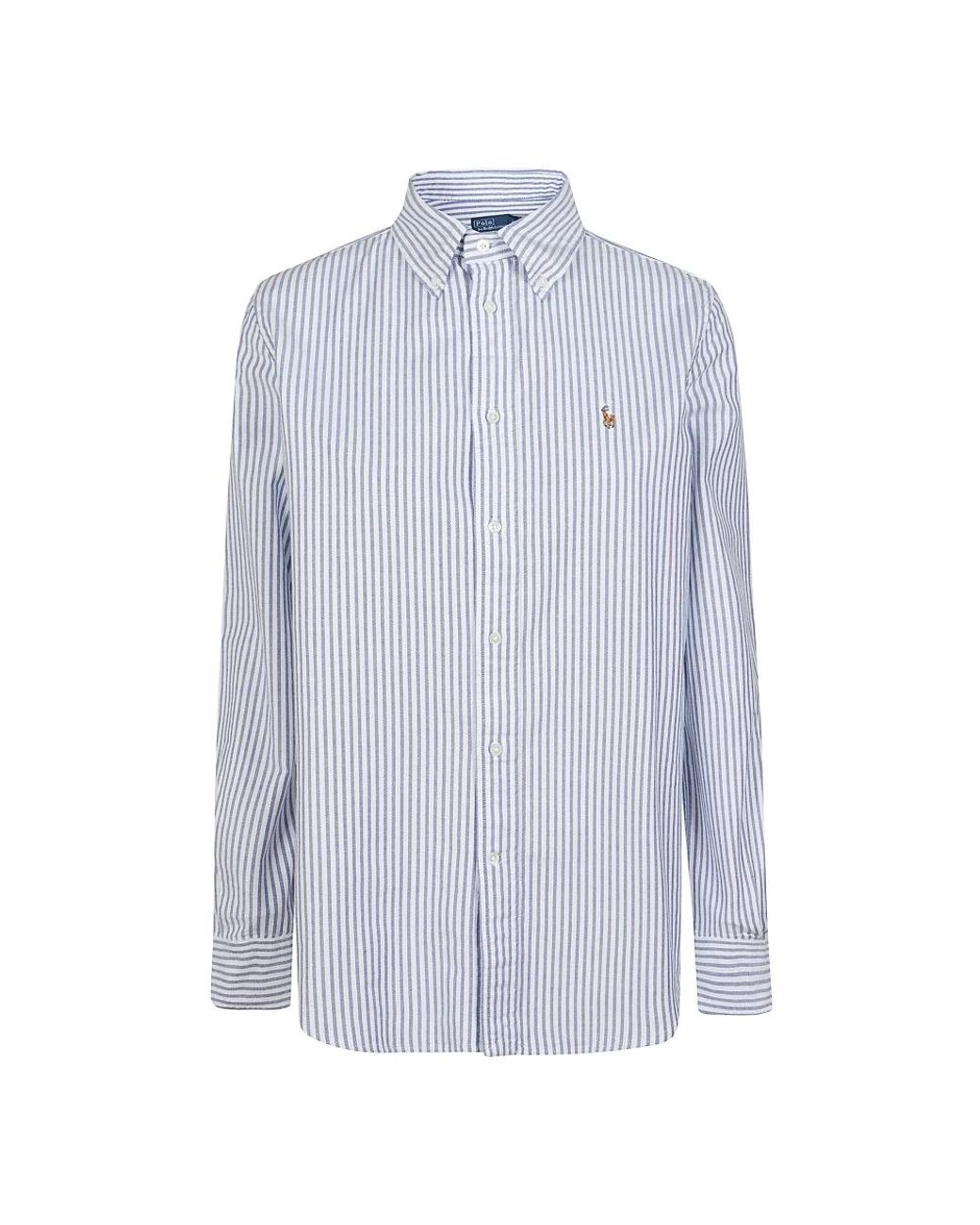 Ralph Lauren Overhemden ,Wit ,Katoen Overhemd Met Knoopsluiting in het Blue