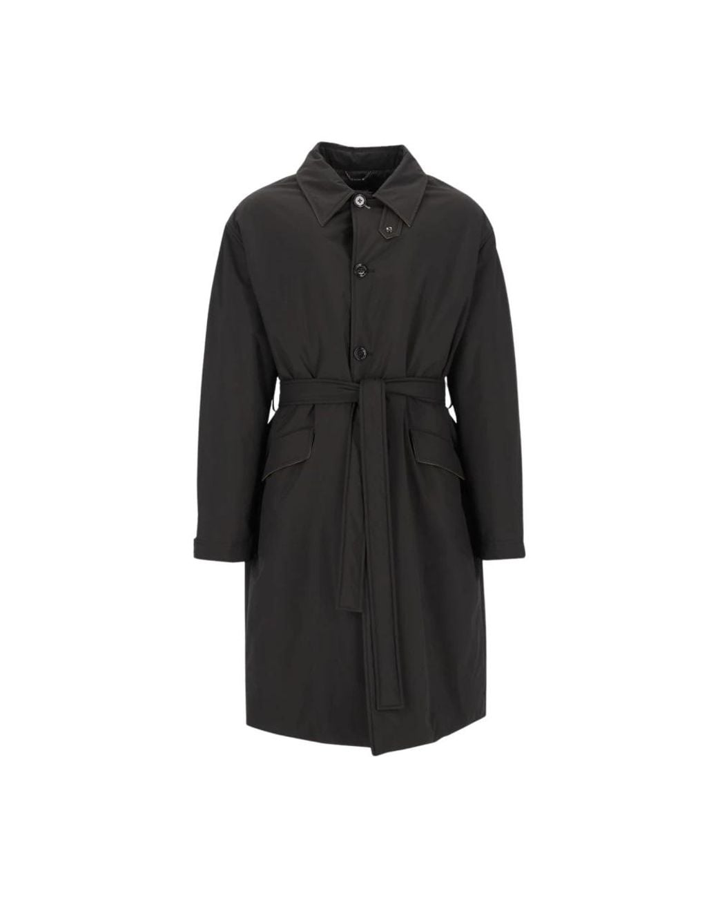Dolce & Gabbana Black Belted Coats for men