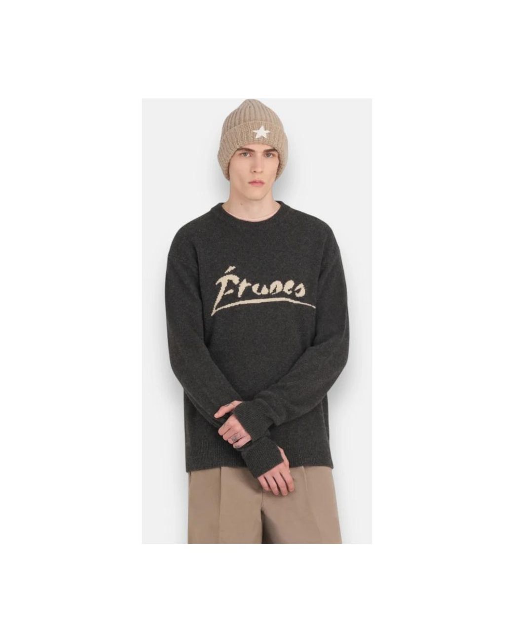 Etudes Studio Gray Round-Neck Knitwear for men