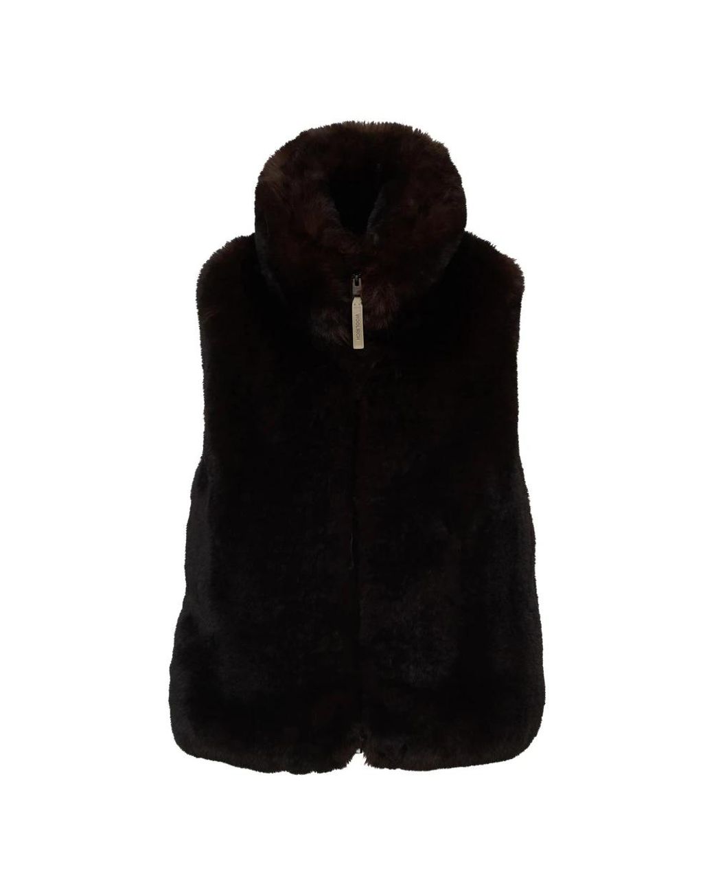 Woolrich Black Hybrid Synthetic Fur Quilted Vest