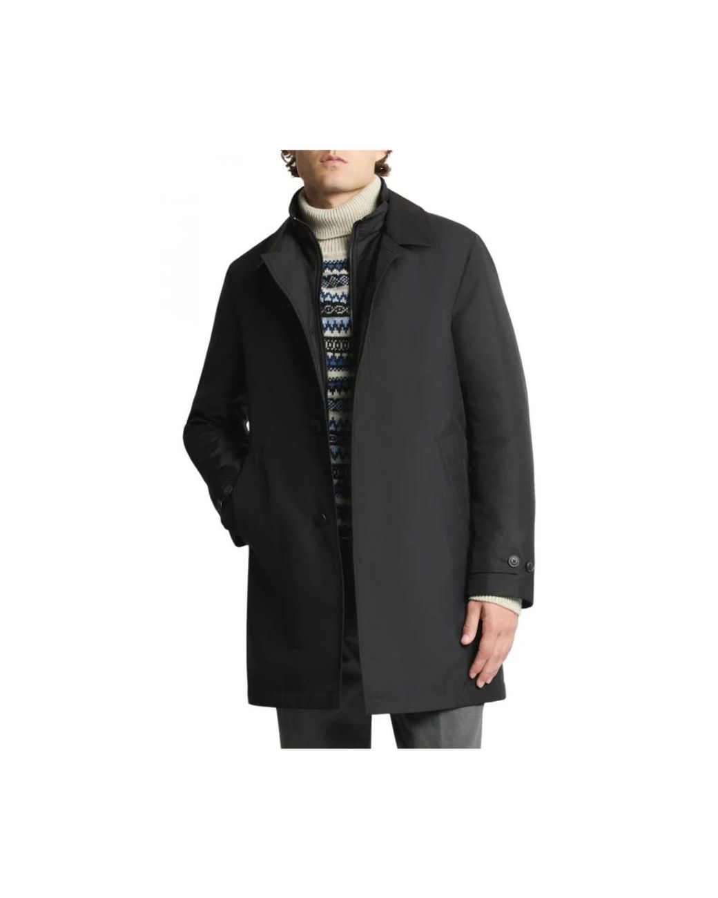 Fay Black Single-Breasted Coats for men