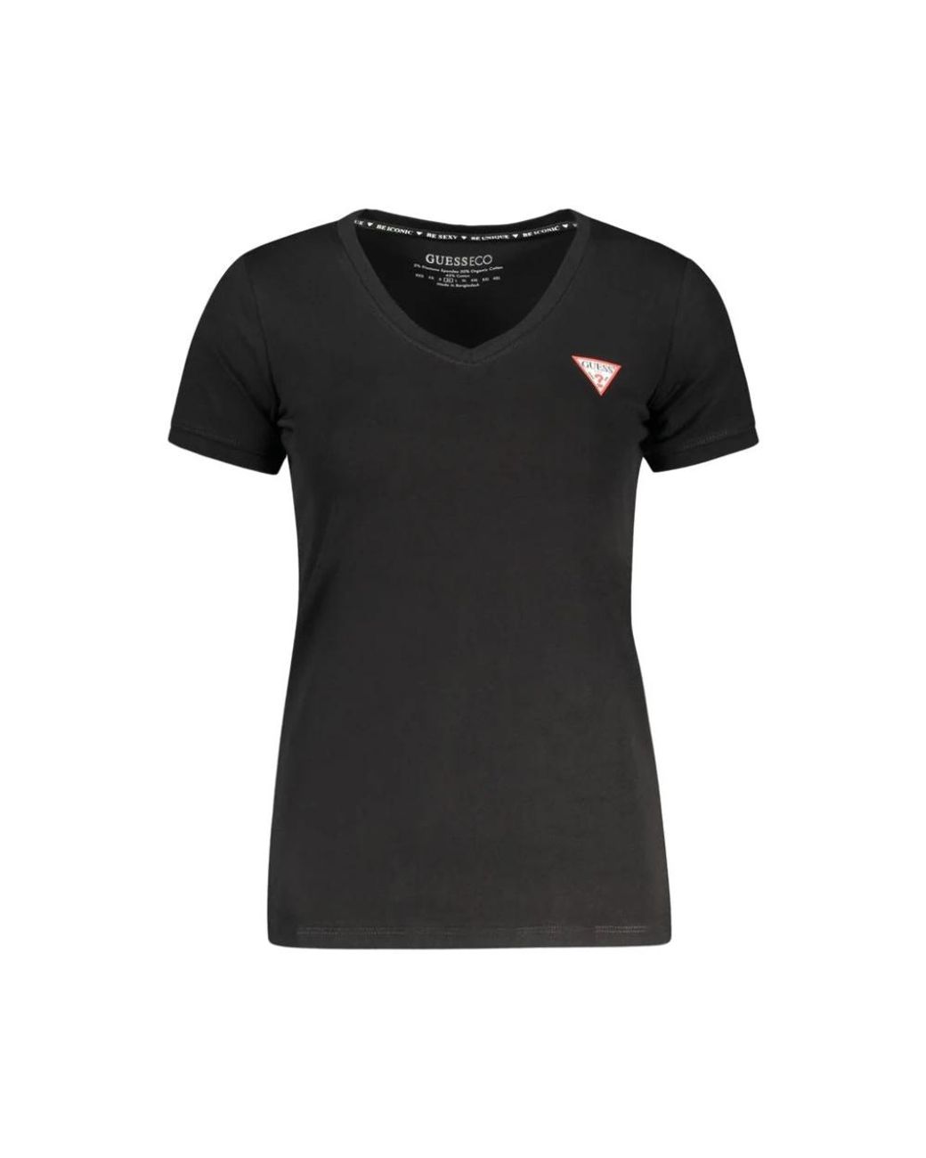 Guess Tops ,Zwart ,Katoen Zwarte Katoenen T-Shirt Met Korte Mouwen in het Black