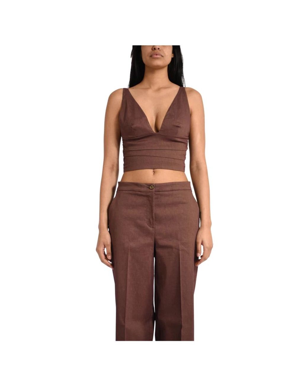Pinko Brown Sleeveless Tops