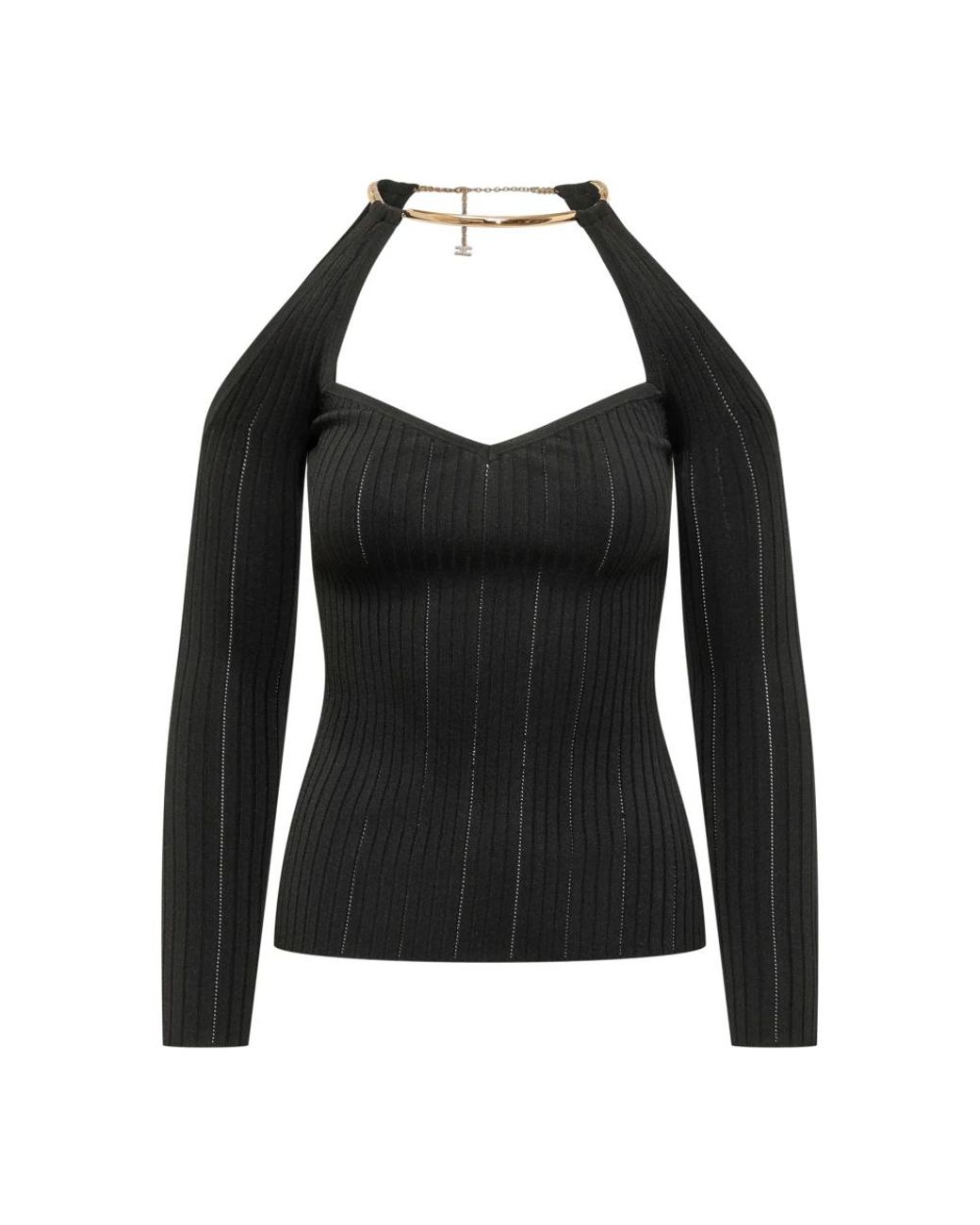 Elisabetta Franchi Black Long Sleeve T-Shirts