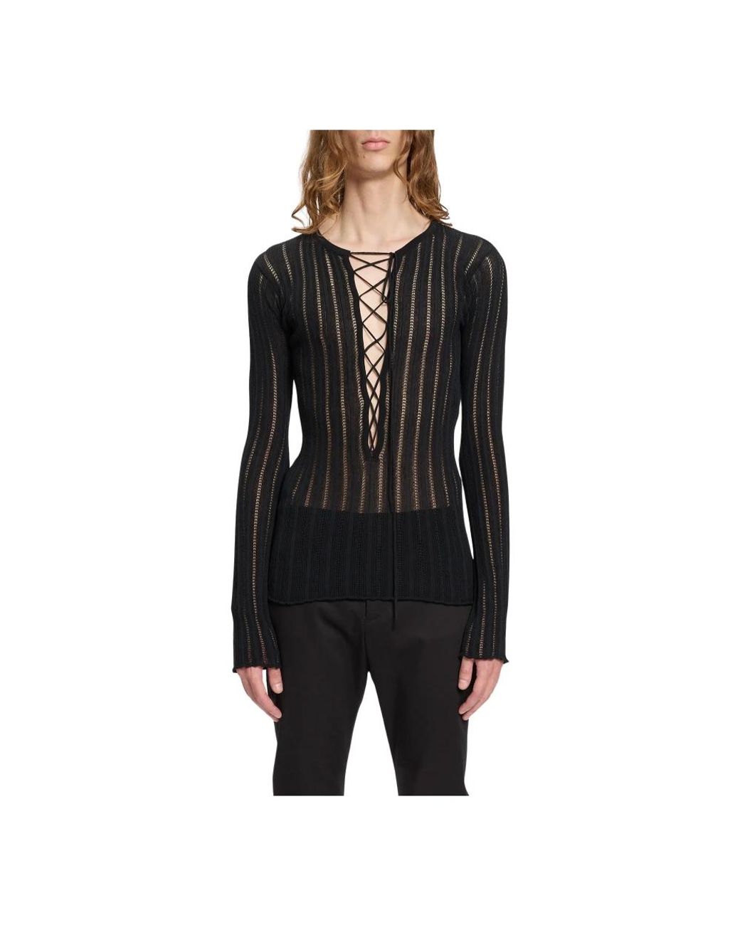 Ann Demeulemeester Black Round-Neck Knitwear