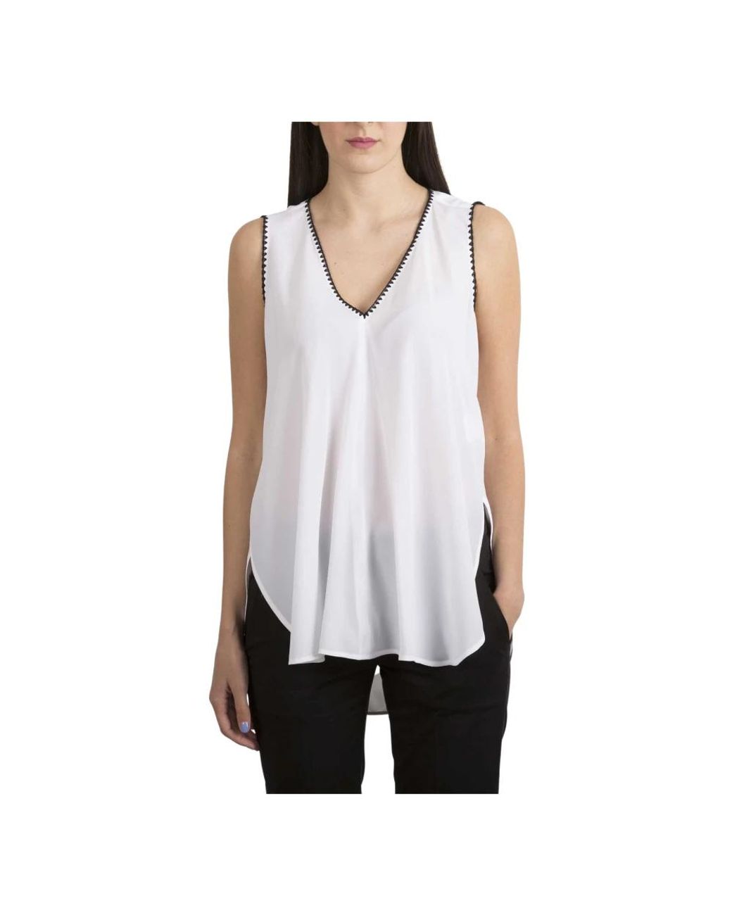 Dondup White Sleeveless Tops
